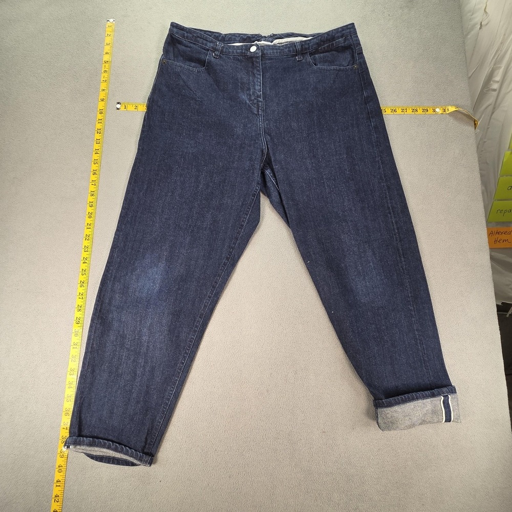 Relaxed Jeans Womens Blue Selvedge Baggy Barrel Tapered Buckle Back 34x26‎